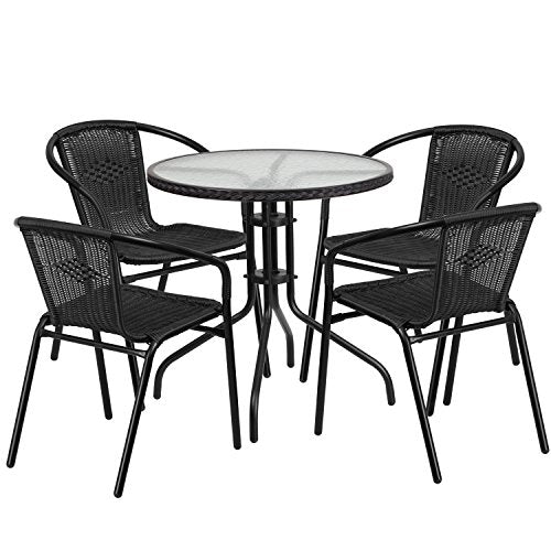 Flash Furniture 28'' Round Glass Metal Table and 4 Chairs Via Amazon