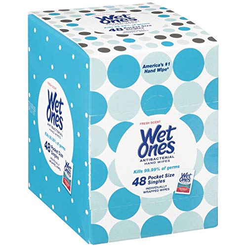 Wet Ones Antibacterial Hand Wipes Singles, Fresh Scent, 48 Count Via Amazon
