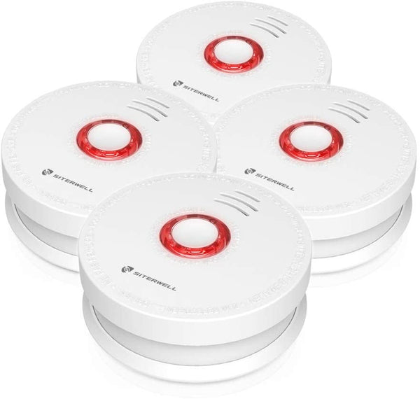 4 Pack Photoelectric Smoke Alarm Detector Low battery Signal Via Amazon