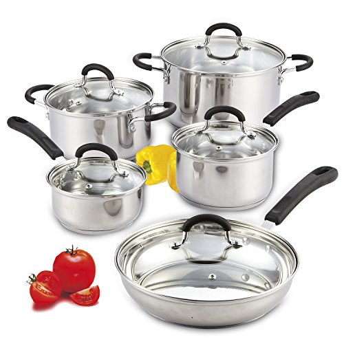 Cook N Home 10-Piece Stainless Steel Cookware Set Via Amazon