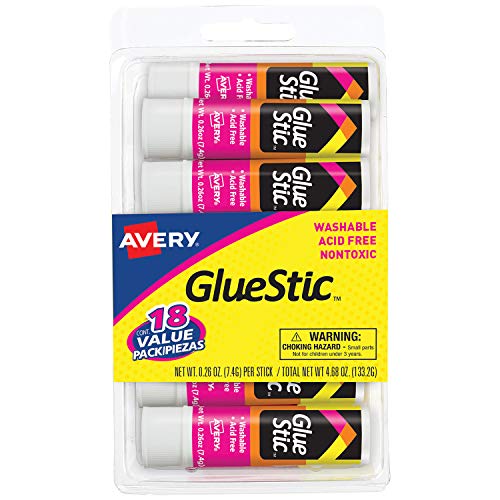 Avery Glue Stic White, 0.26 oz, Washable, 36 Glue Sticks Via Amazon