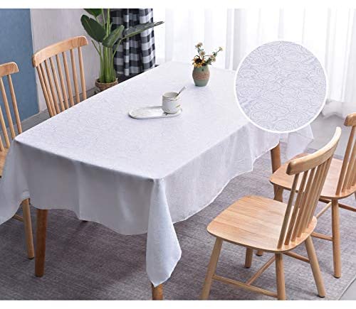 White Flower Jacquard Rectangle Tablecloth 60x120 Inch Via Amazon ...