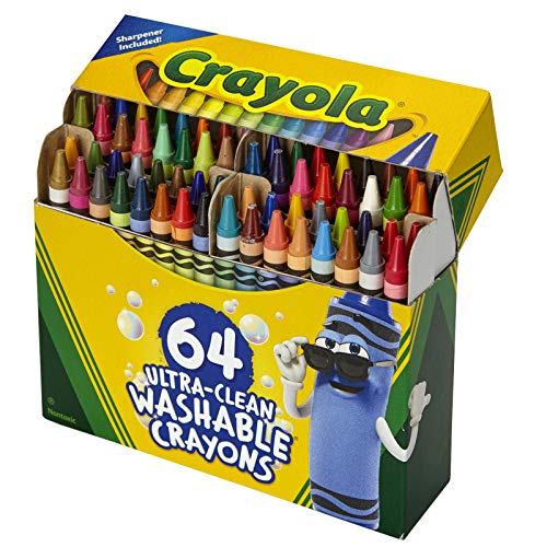 Crayola Ultra Clean Washable Crayons, Built in Sharpener, 64 Count Via Amazon