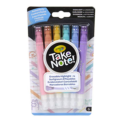 Crayola Take Note Erasable Highlighters Pastel Party, 6 Count Via Amazon