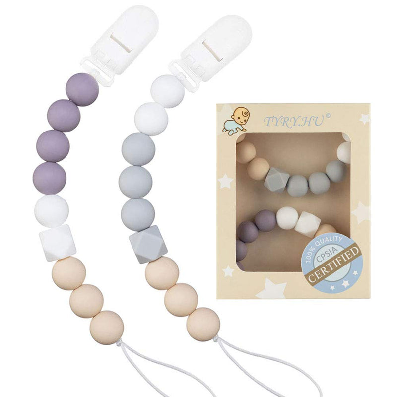 Set of 2 Silicone Teething Pacifier Clip Via Amazon