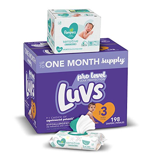 Luvs Ultra Leakguards One Month Supply with Pampers Baby Wipes Via Amazon