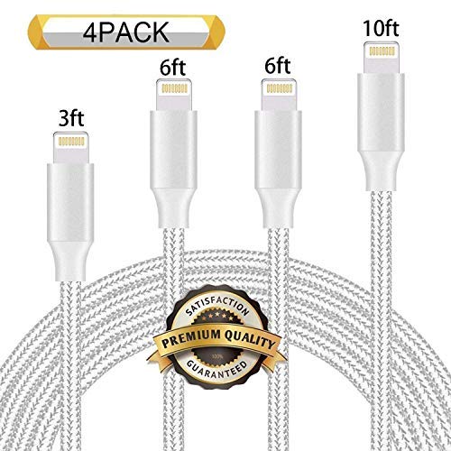 iPhone Charger 4 Pack 3/6/6/10FT Via Amazon