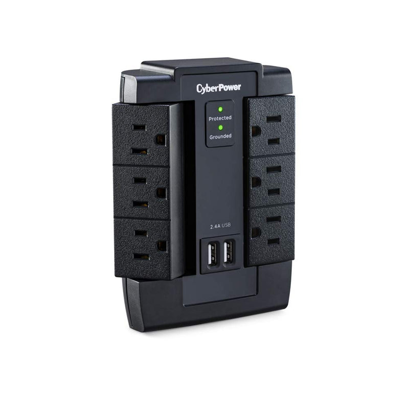 CyberPower Surge Protector, 6-AC Swivel Outlets, 2 USB Charging Ports, Via Amazon