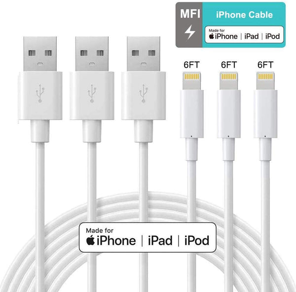 3 Pack 6Ft iPhone Charger Cord Via Amazon