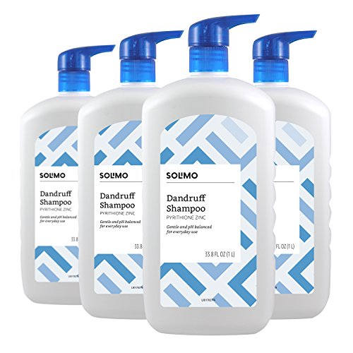 4 Pack Amazon Brand - Solimo Dandruff Shampoo, Everyday Use, 33.8 Fluid Ounce Via Amazon