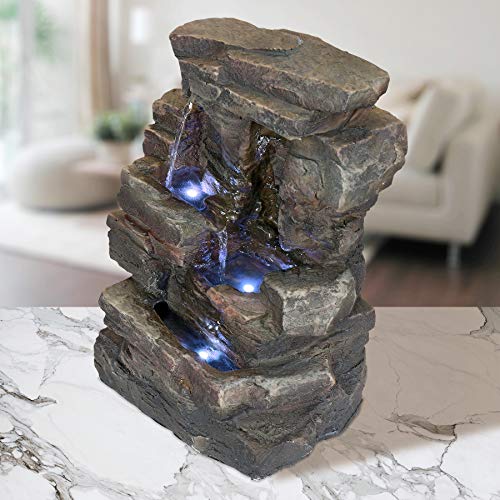 Alpine Corporation 4-Tier Cascading Tabletop Fountain with LED Lights Via Amazon