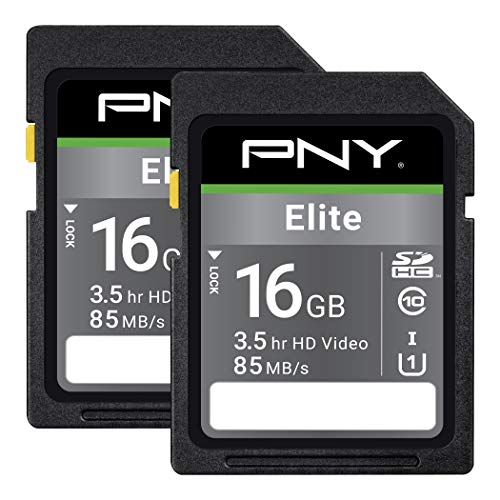 2-Pack PNY 16GB Elite Class 10 U1 SDHC Flash Memory Card Via Amazon