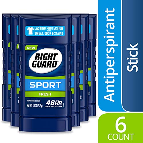 6 Pack Right Guard Sport Antiperspirant Deodorant Invisible Solid Stick, Fresh Via Amazon