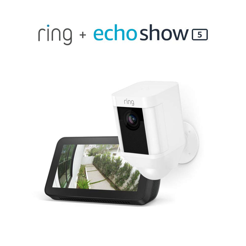 Ring Spotlight Cam Battery (White) with Echo Show 5 Via Amazon