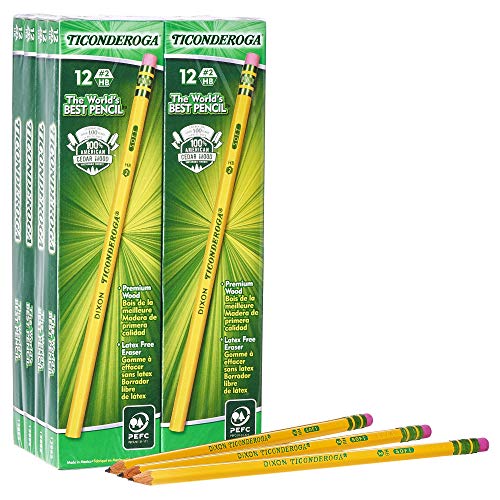 Ticonderoga Pencils, Wood-Cased, Graphite #2 HB Soft, 96-Pack Via Amazon