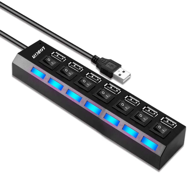 7 Ports Hub, USB 3.0 Hub, with Individual Switches Via Amazon