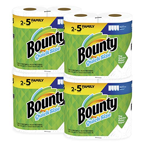 Bounty Quick-Size Paper Towels, White, 8 Family Rolls = 20 Regular Rolls Via Amazon