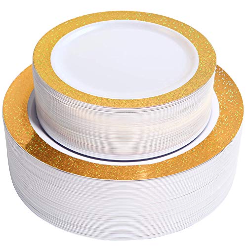 NERVURE 102 Premium Heavyweight Disposable Plastic Plates Via Amazon