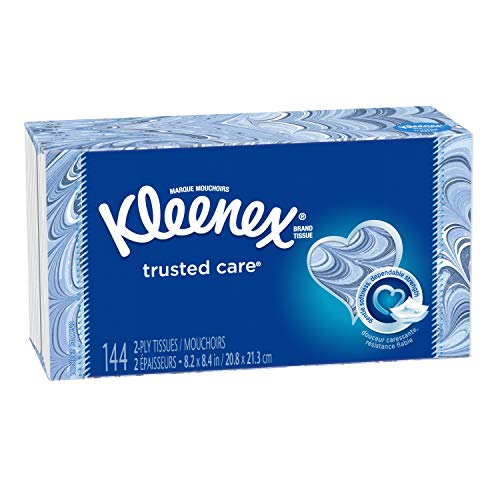 Kleenex Trusted Care Facial Tissues, 1 Flat Box, 144 Tissues per Box Via Amazon