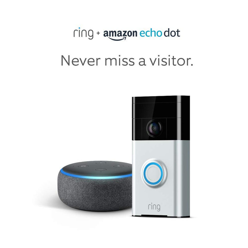 Ring Wi-Fi Enabled Video Doorbell in Satin Nickel with Echo Dot 3rd Gen Via Amazon
