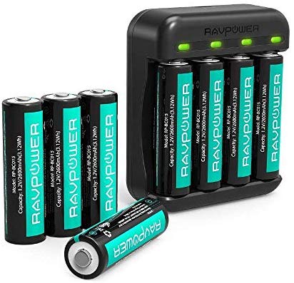 RRAVPower 8-Pack 2600mAh Ni-MH Battery Pack with Battery Charger Via Amazon