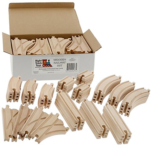 Wooden Train Track 52 Piece Set, Compatible with All Major Brands Via Amazon