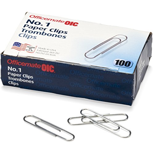 Officemate No.1 Smooth Paper Clips, Pack of 10 Via Amazon