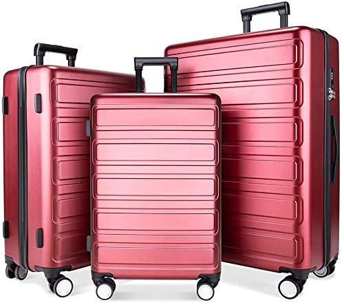 3 Piece Durable Hardshell & Lightweight hardside Luggage Set, TSA Lock (More Colors) Via Amazon