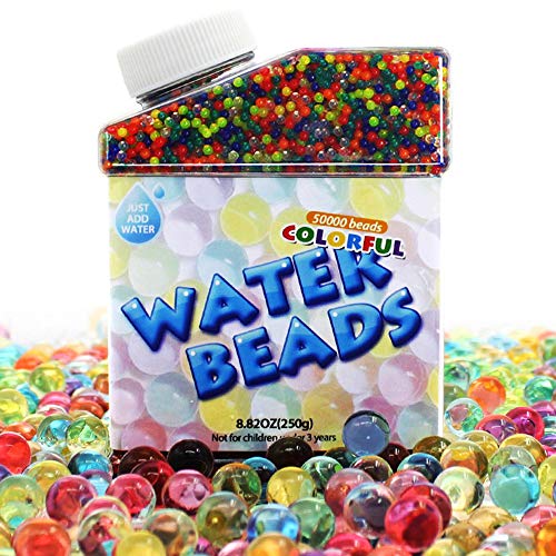 UMIKU Water Beads 50000 Soft Beads Rainbow Mix Water Growing Balls Via Amazon