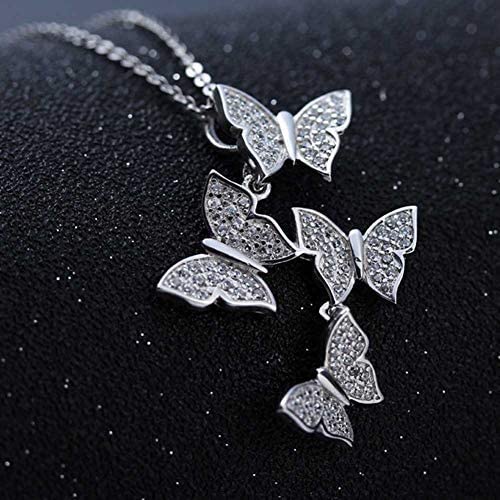 925 Silver Long Zircon Butterfly Necklace Via Amazon