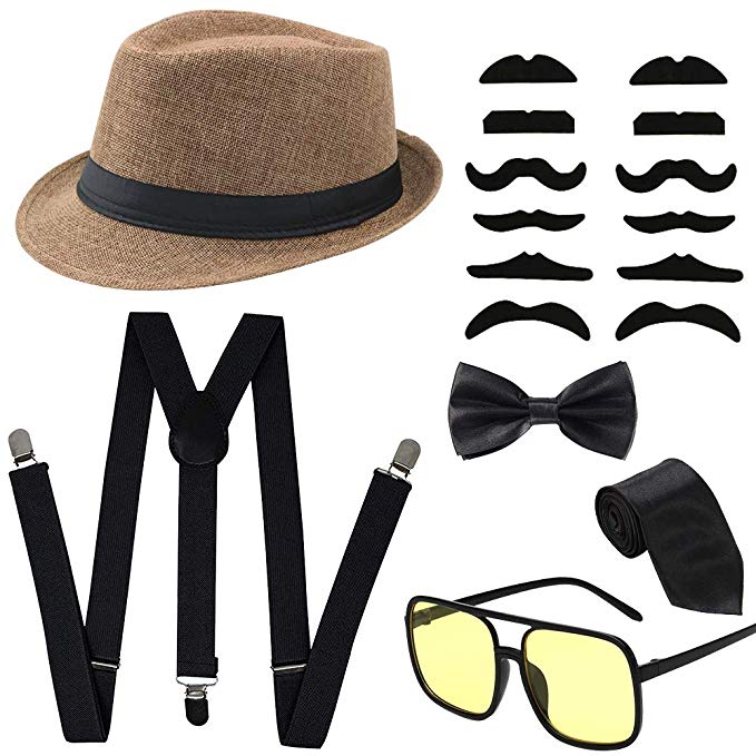 Men’s 1920s Gatsby Gangster Costume Accessories Via Amazon