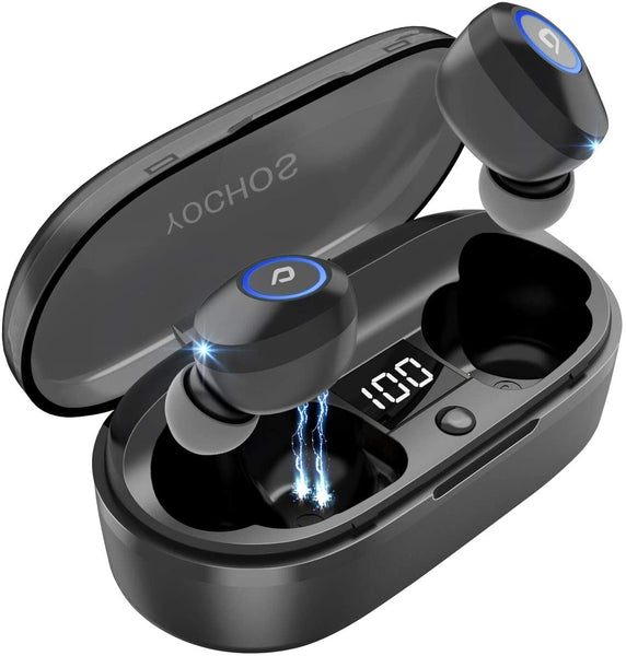 Bluetooth Headphones with Charging Case, Sweatproof, 30 Hrs Playtime, 3 Sizes Eartips Via Amazon