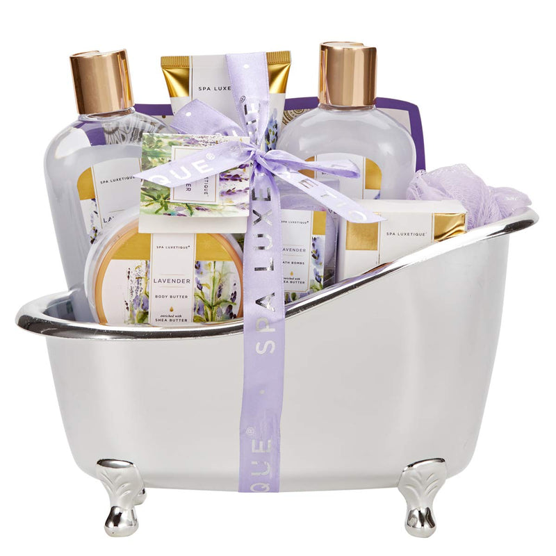 8 Pcs Spa Luxetique Spa Gift Baskets for Women – Lavender Via Amazon