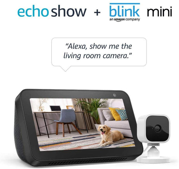 Echo Show 5 Charcoal with Blink Mini Indoor Smart Security Camera Via Amazon