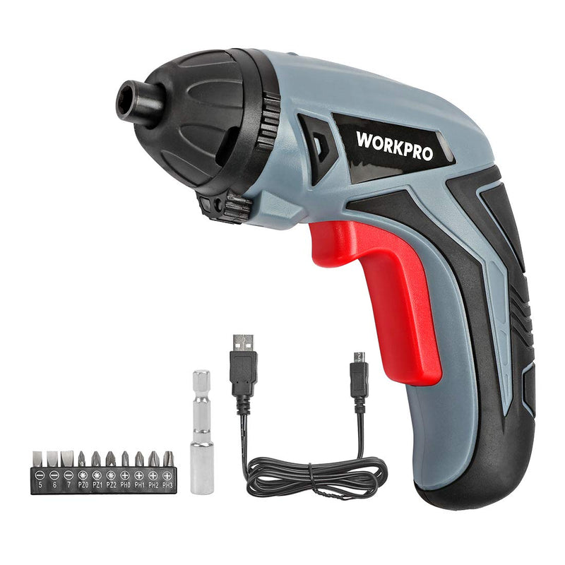 Workpro Cordless Rechargeable Power Screwdriver with 10-Piece Bits Via Amazon