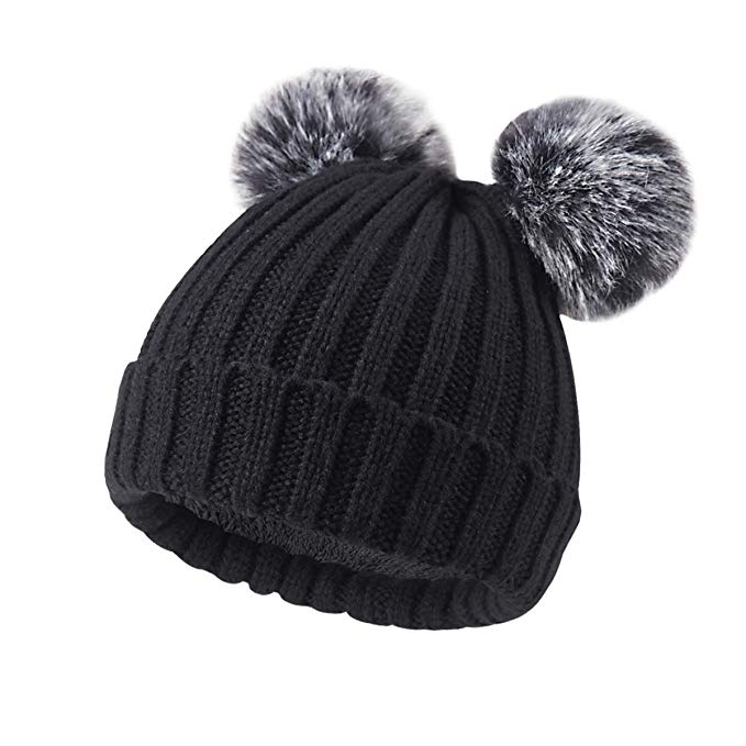 Kint Beanie Hat with Warm Fleece Lined and Detachable 2 Faux Fur Pom Pom (More Colors) Via Amazon