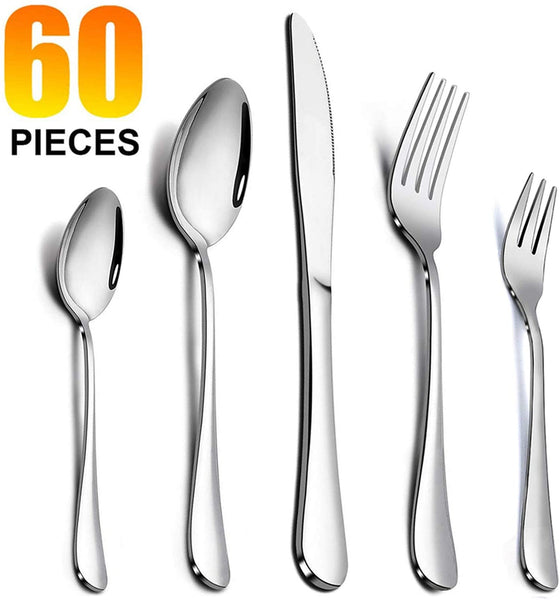 60 Pcs Silverware Flatware Cutlery Set Via Amazon