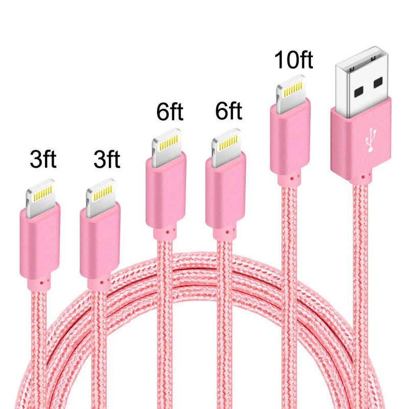5 Pack (3ft,3ft,6ft,6ft,10ft) Nylon Braided Charging Cord Charger Via Amazon