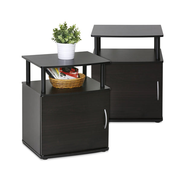 2 FURINNO End Table, Black Wood Via Amazon