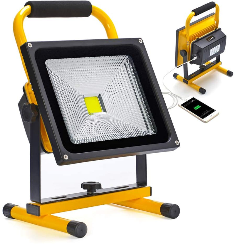 Portable 30W LED Work Light Rechargeable Via Amazon