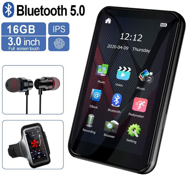 MP3 Player with Bluetooth, Touchscreen HD Video Mp4 Player Via Amazon