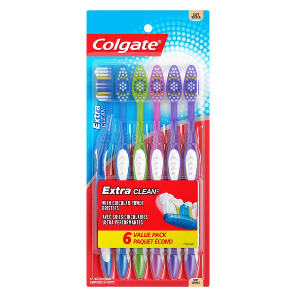 6 Count Colgate Extra Clean Toothbrush, Full Head, Soft  Via Amazon