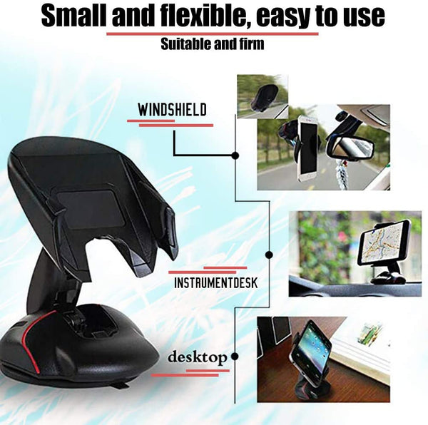 Car Phone Holder Multi-Functional Collapsible 360 Degree Rotation Via Amazon