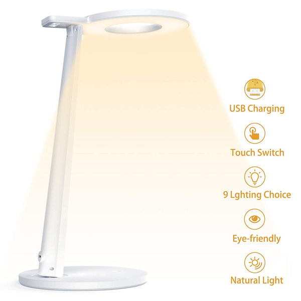 LED Desk Lamp USB Dimmable, 3 Lighting Modes 3 Brightness Levels, with USB Charging Port Via Amazon