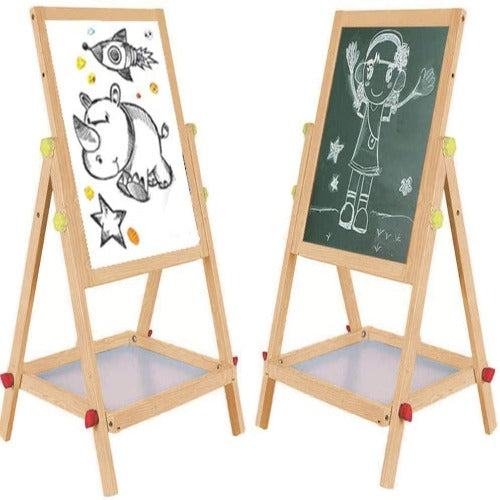 Small Size Kids Double Sided Wooden Easel Whiteboard&Chalkboard + Accessories Via Amazon