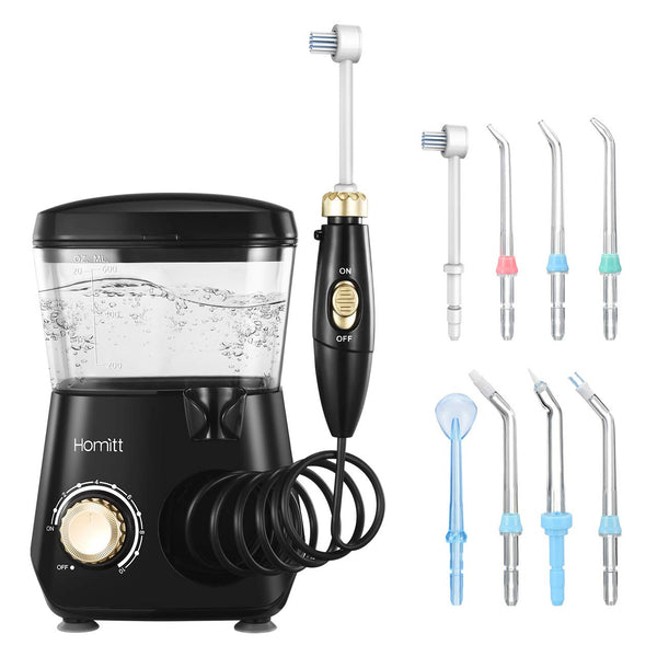 Water Flosser, 10 Pressure Setting, 8 Multifunctional Tips for Braces, Implant, Bridges, Crowns Via Amazon