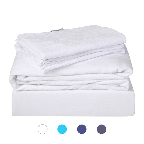 Luxury Bed Sheets with Natural Wrinkles, Sheet Set 4 Pieces Via Amazon