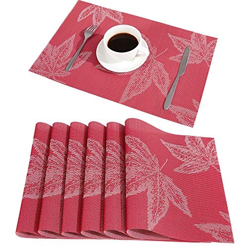 6 Placemats Maple Leaf Easy to Clean Heat Resistant Waterproof Via Amazon