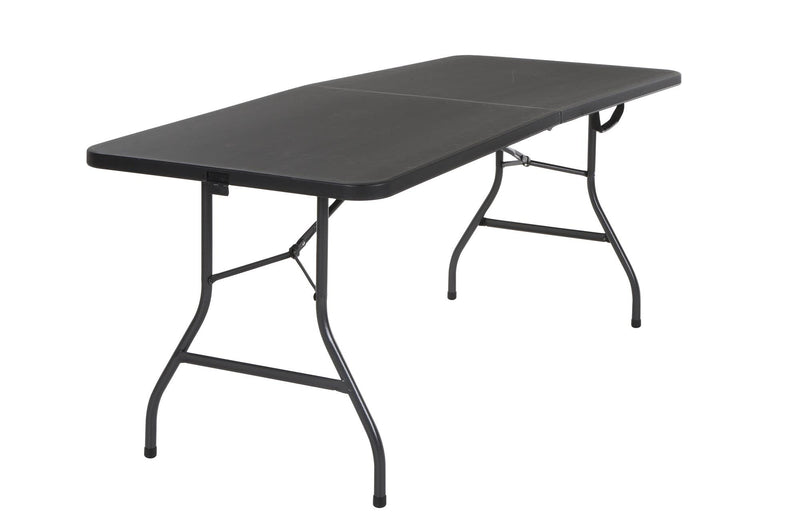 Cosco Deluxe 6 Foot x 30 inch Fold-in-Half Blow Molded Folding Table, Black Via Amazon