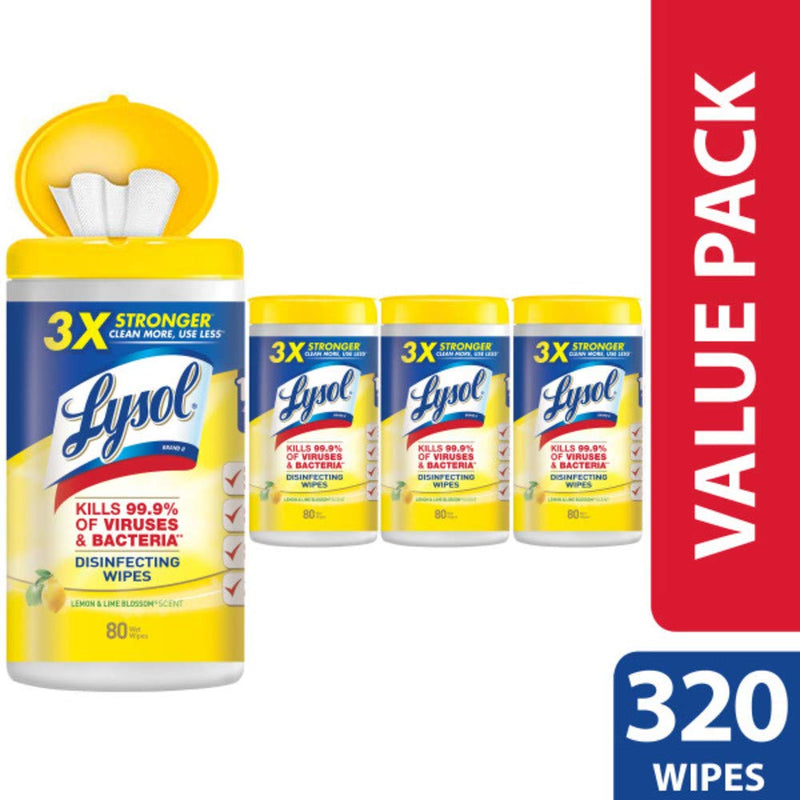 320-Count Lysol Disinfecting Wipes Lemon & Lime Blossom Via Amazon